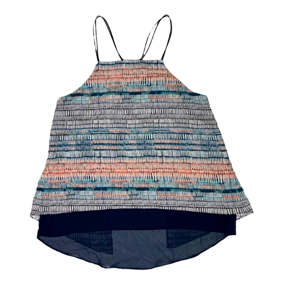 Nwot 100% Silk Top Waverly Grey Layered Racerback Split Back Hi Lo Tank Large - Picture 6 of 9